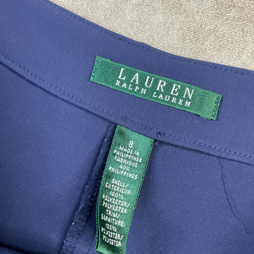 Lauren Ralph Lauren Shorts Women Sz 8 Pleated Slit Skirt Pockets Navy Blue - Picture 5 of 8